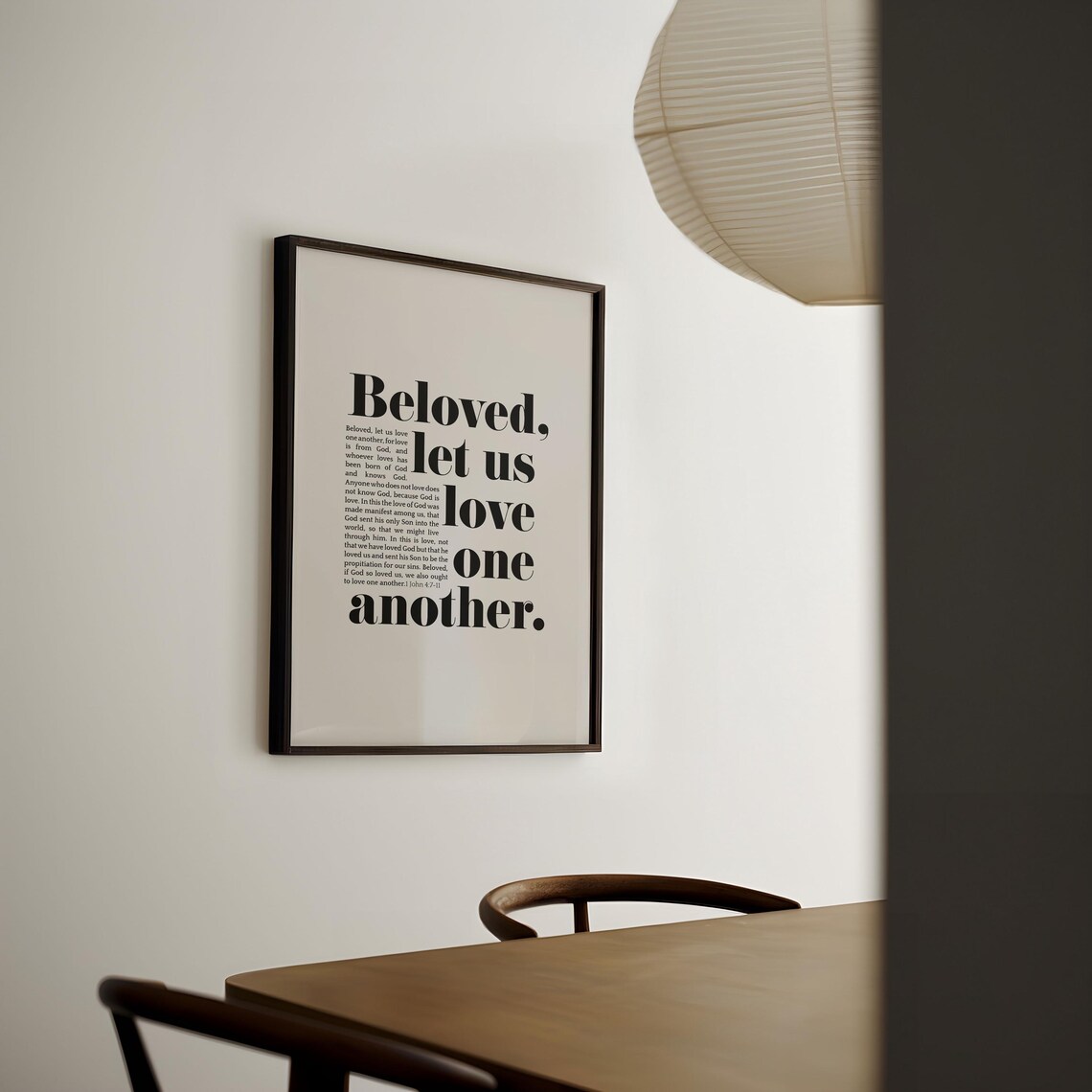 1 John 4 7 Beloved Let Us Love One Another Bold Serif Scripture Wall Poster - Image 2
