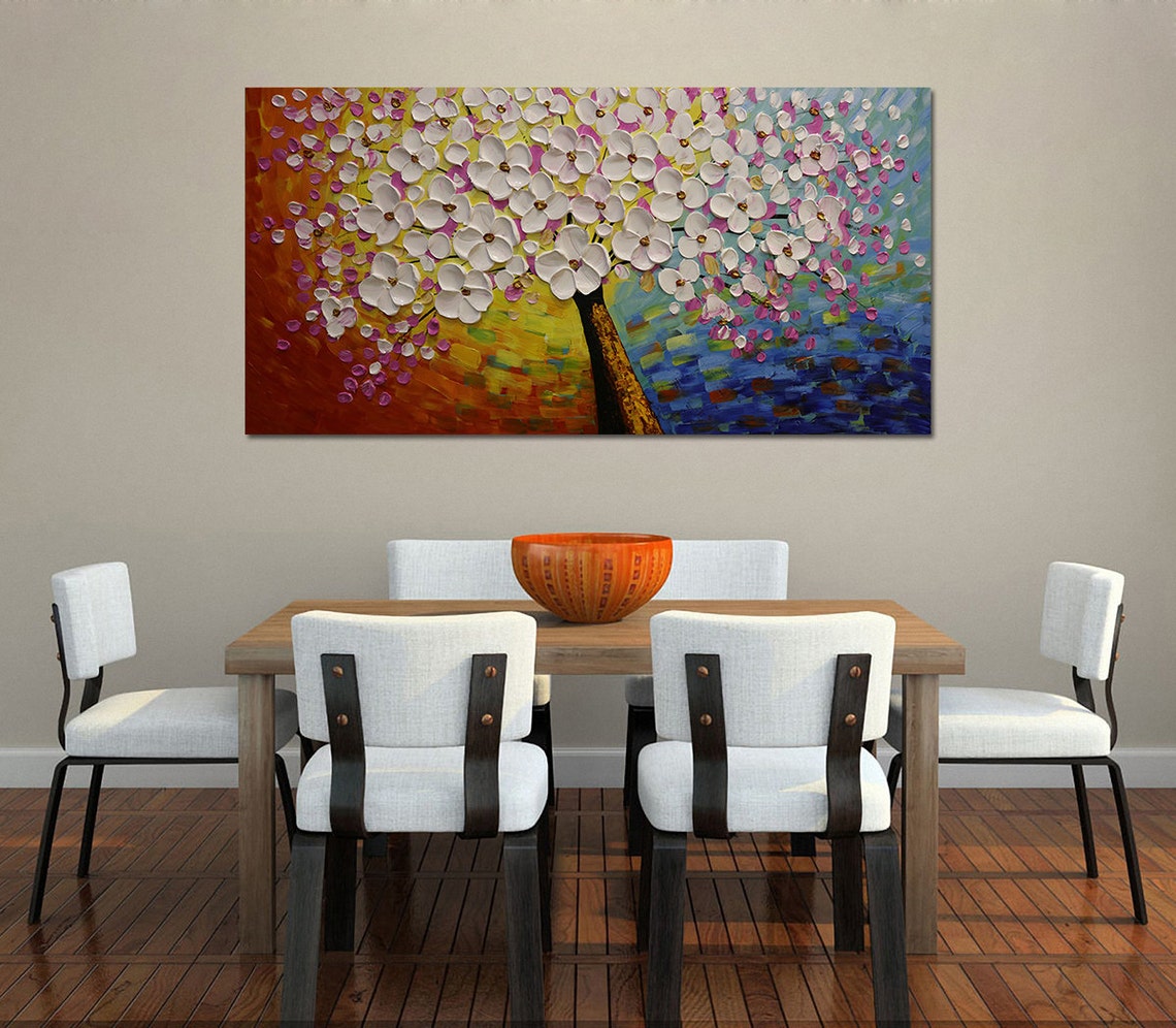 Blooming White Blossom Tree Palette Knife Textured Floral Poster - Image 3