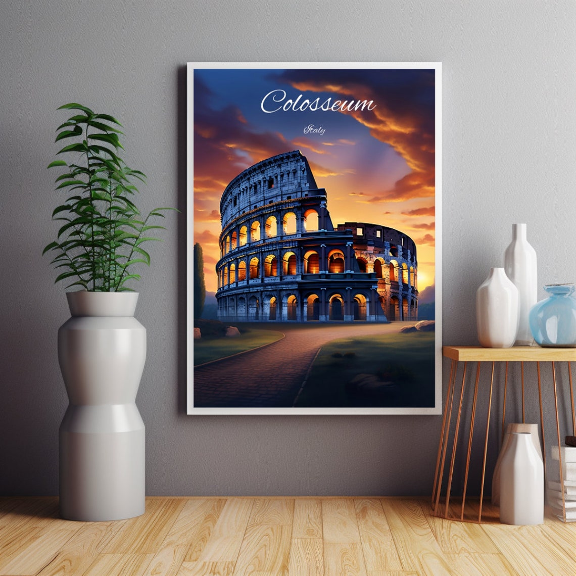 Colosseum Print, Rome Travel Poster
