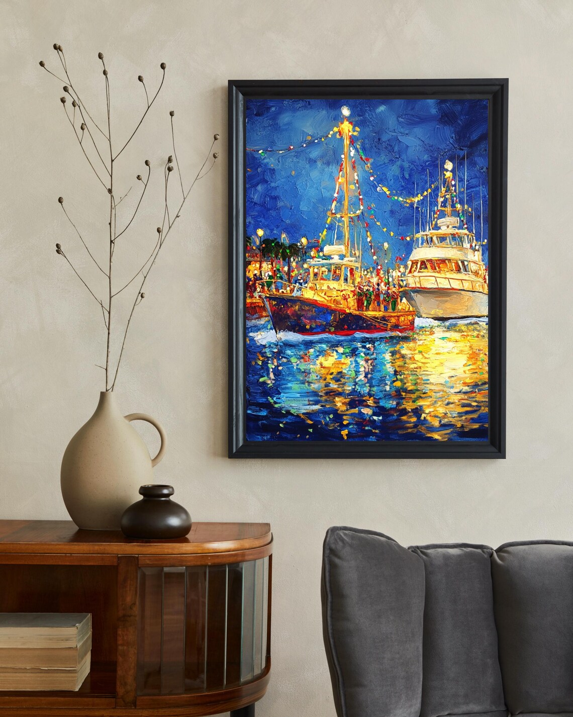 Newport Beach Poster Newport Beach Christmas Boat Parade Newport Beach Christmas Decor Boat Art California Print Christmas Gift - Image 2