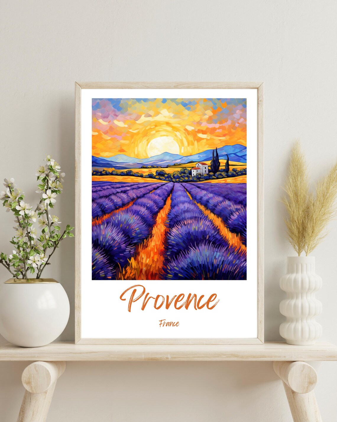 Provence Lavender Fields - Vintage Travel Poster