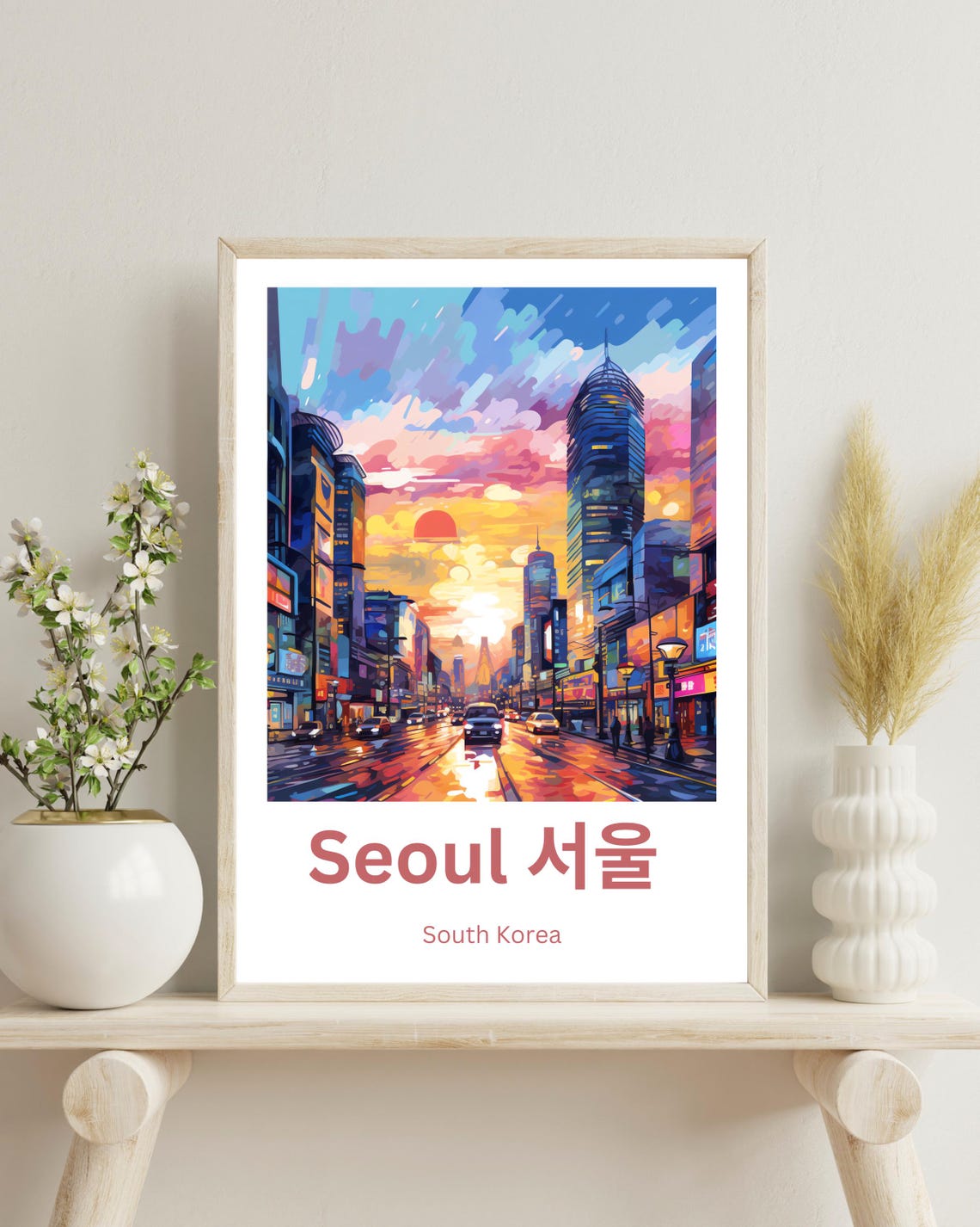 Seoul Travel Poster, South Korea Illustration