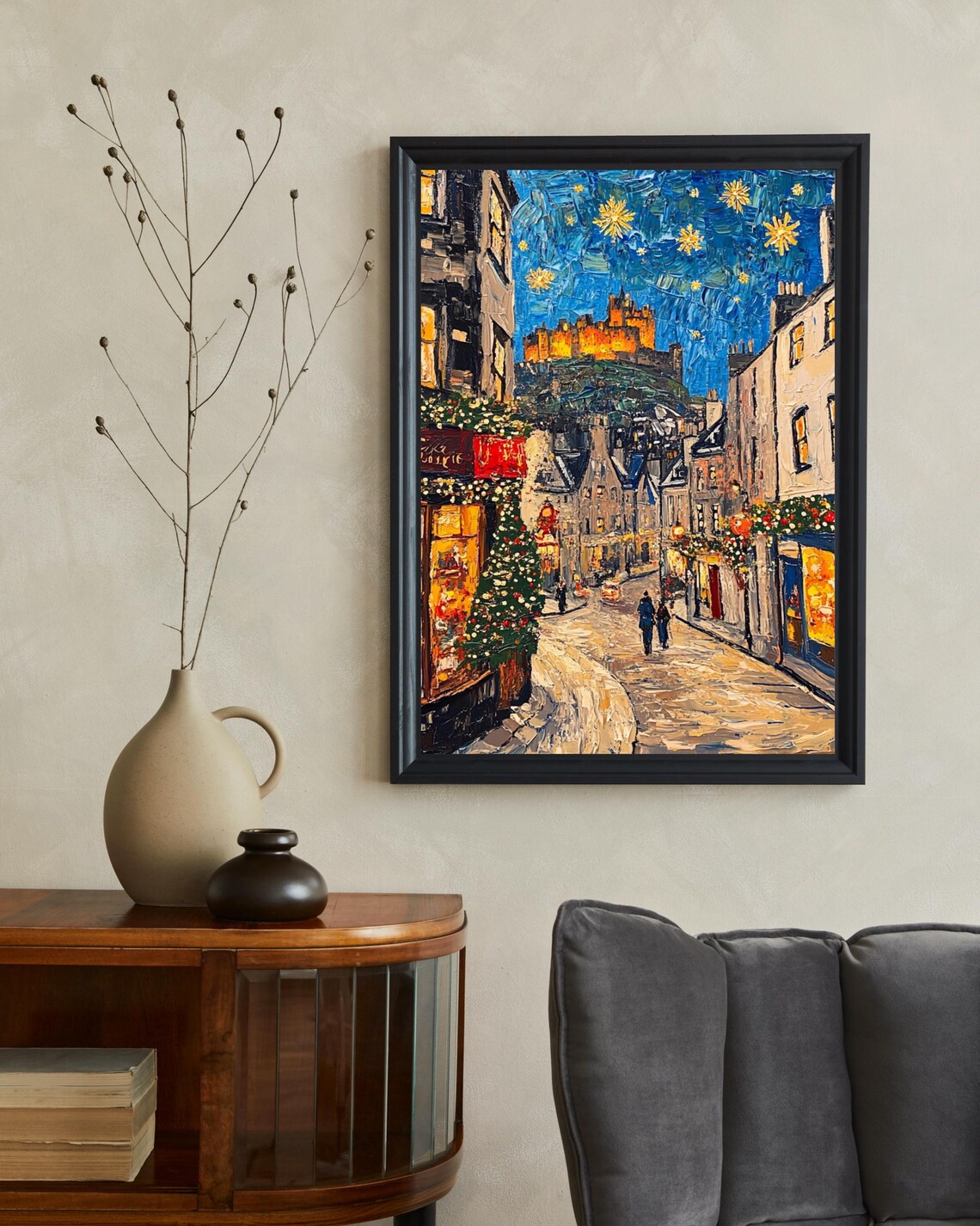 Edinburgh Winter Scene, Scotland Christmas Art Print - Image 2