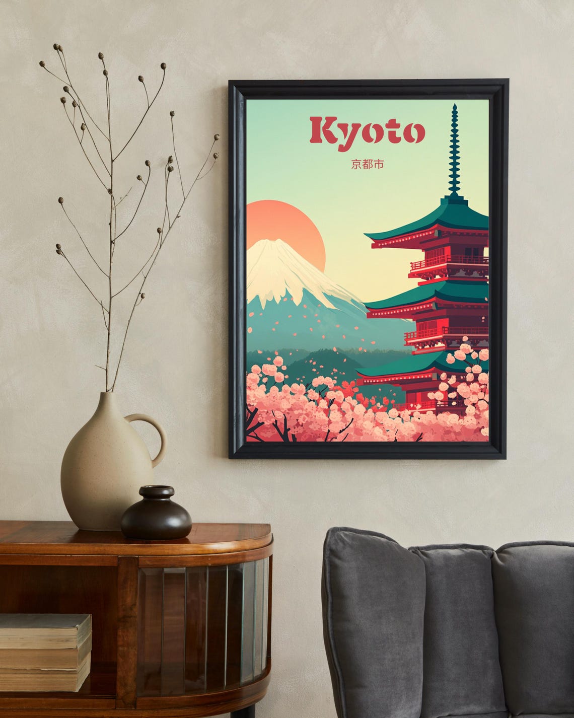 Kyoto Japan Retro Poster Art Japan Poster Christmas Gift Japan Wall Art Kyoto Wall Art Kyoto Cherry Trees Kyoto Spring Print Japan Art - Image 2
