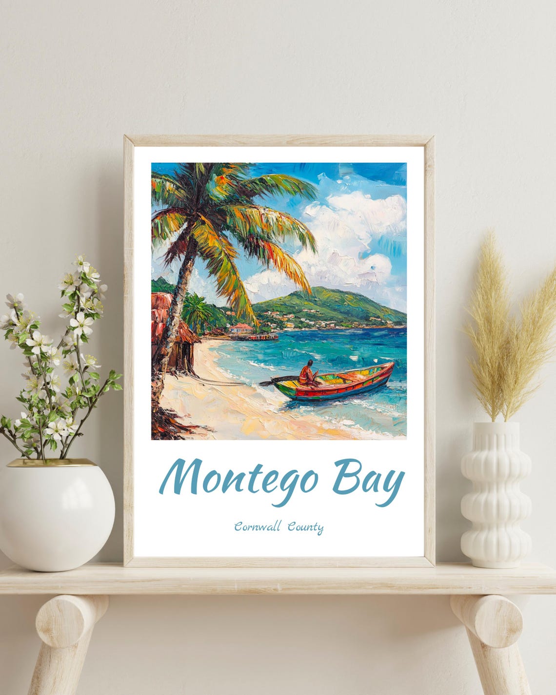 Montego Bay Jamaica Travel Poster, Caribbean Art