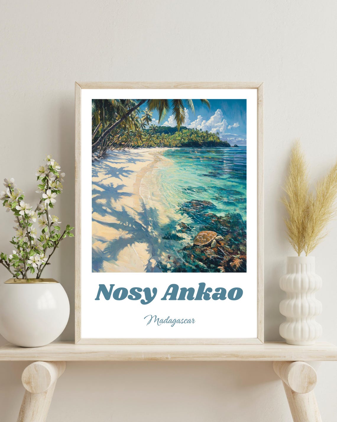 Nosy Ankao Travel Poster, Madagascar Tropical Beach