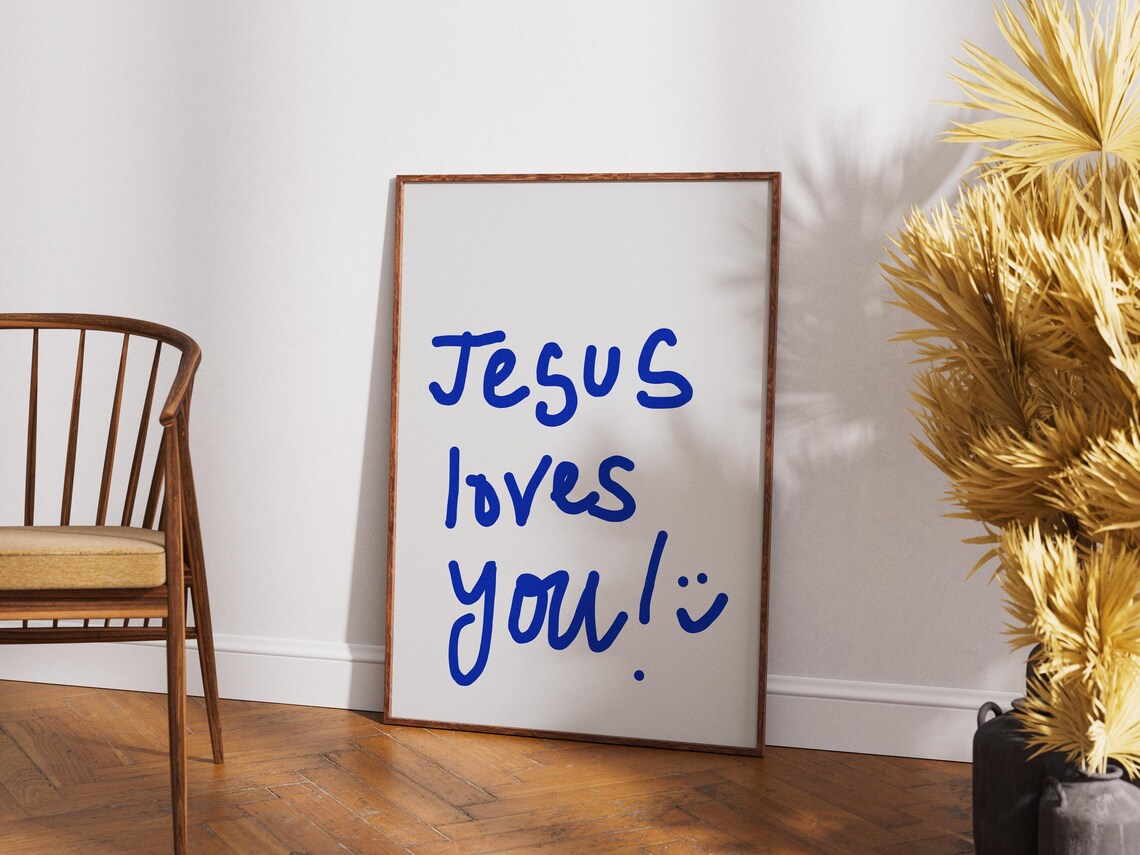 Jesus Loves You Typography Poster, Christian Decor - Image 2