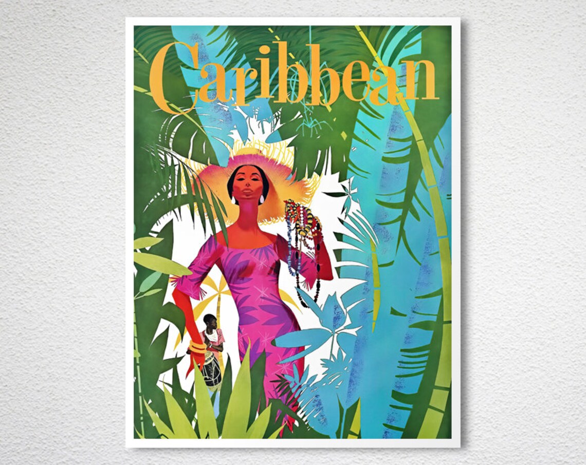 Caribbean Vintage Travel Poster, Wall Art Print - Image 2