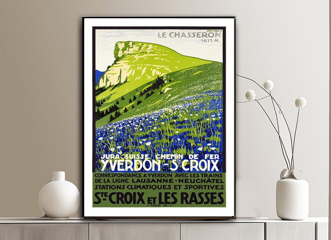 Jura Suisse Chemin De Fer Vintage Travel Poster - Image 2