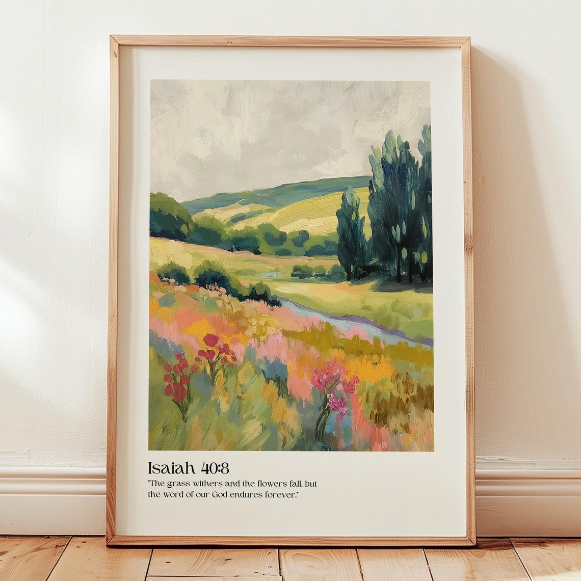Isaiah 40 Verse Wildflower Meadow Scripture Quote Art Poster