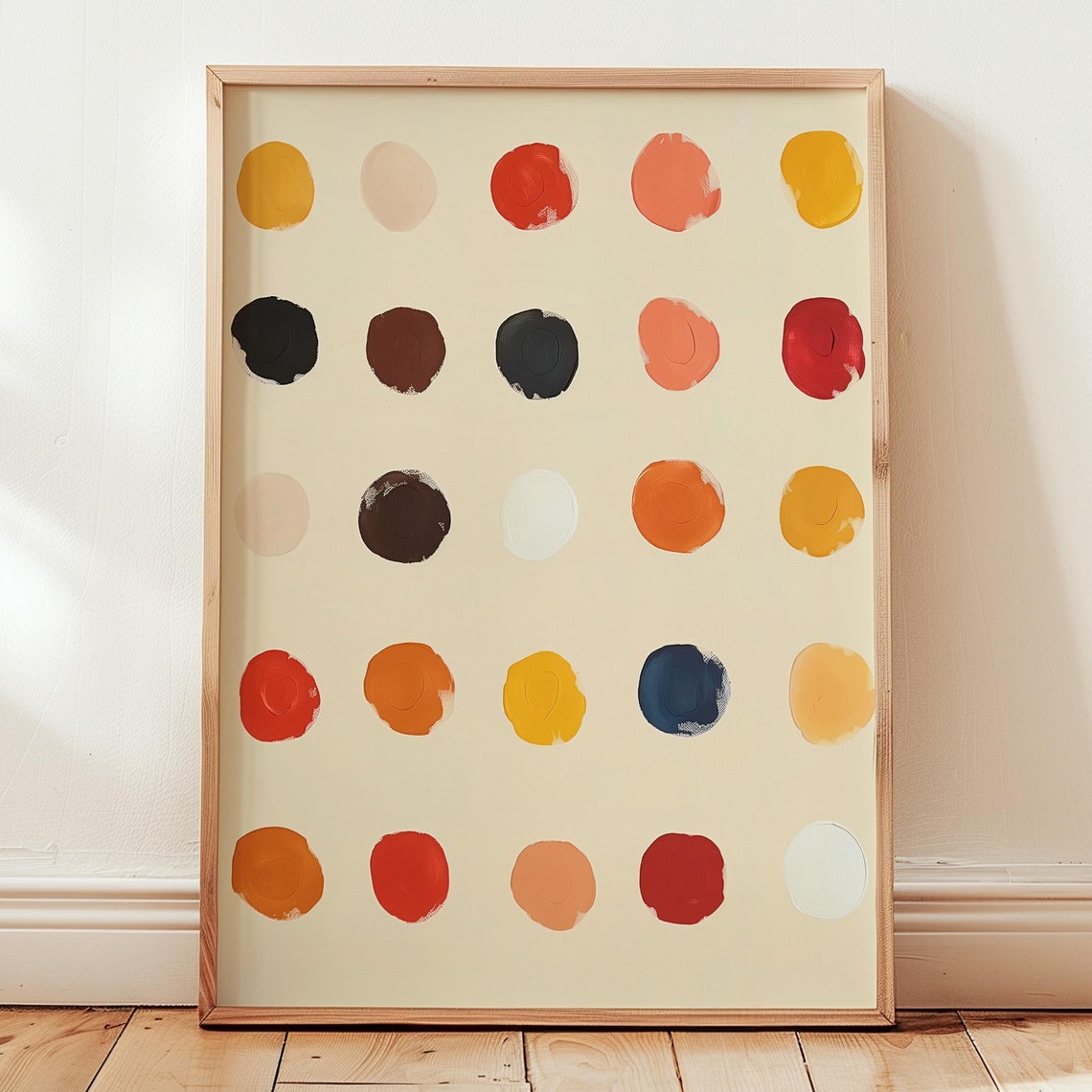 Minimalist Painted Dots Grid Warm Earth Tone Abstract Art Poster