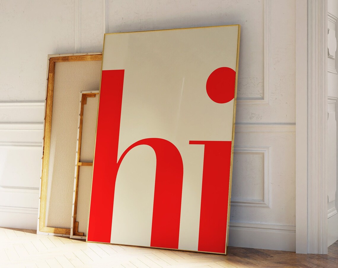 Hi Minimalist Typography Art Print, Entryway Welcome