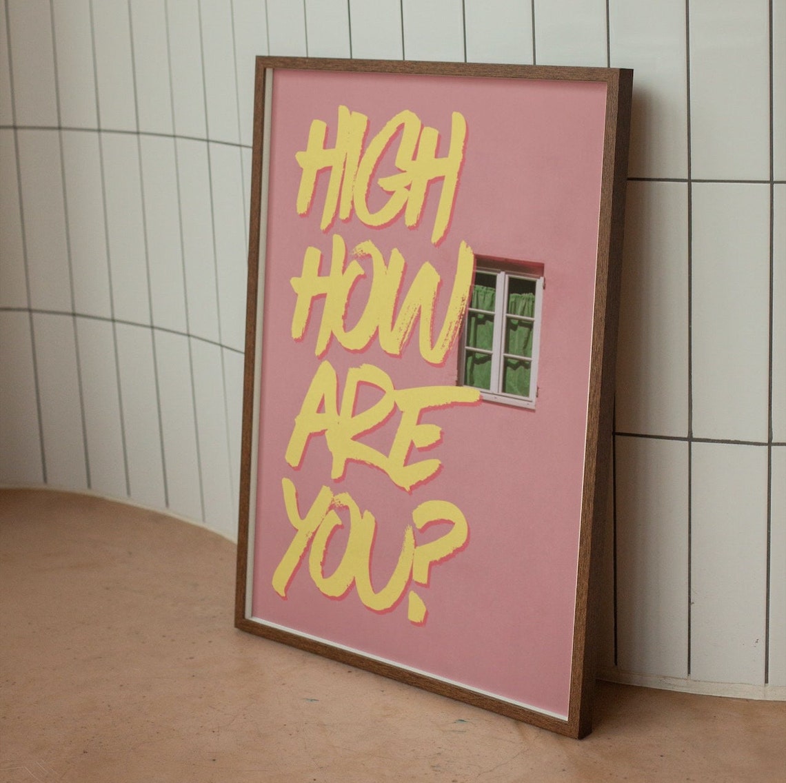 High How Are You Wall Print Funny Wall Art Pink Dorm Room Poster Prints Large Art Prints Pink Poster - Image 2