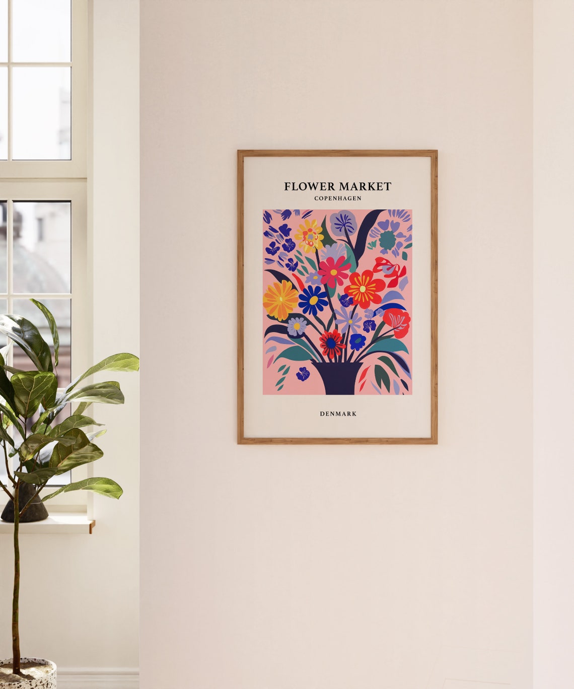 Flower Market Print Copenhagen Flower Market Poster Art Abstract Floral Print Pink Flowers Poster Cute Trendy Wall Art - Image 4