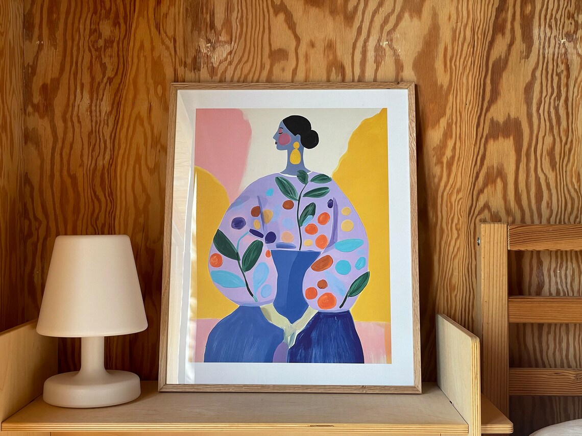 Abstract People Art Print, Mid-Century Vintage Boho - Image 2