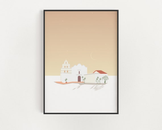 San Diego Mission Basilica de Alcalá at Sunset, Travel Poster