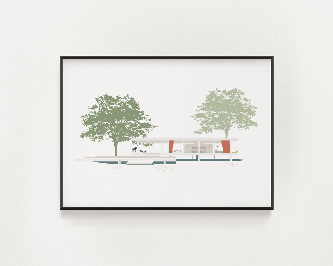 Farnsworth House Mid-Century Modern Architecture Print
