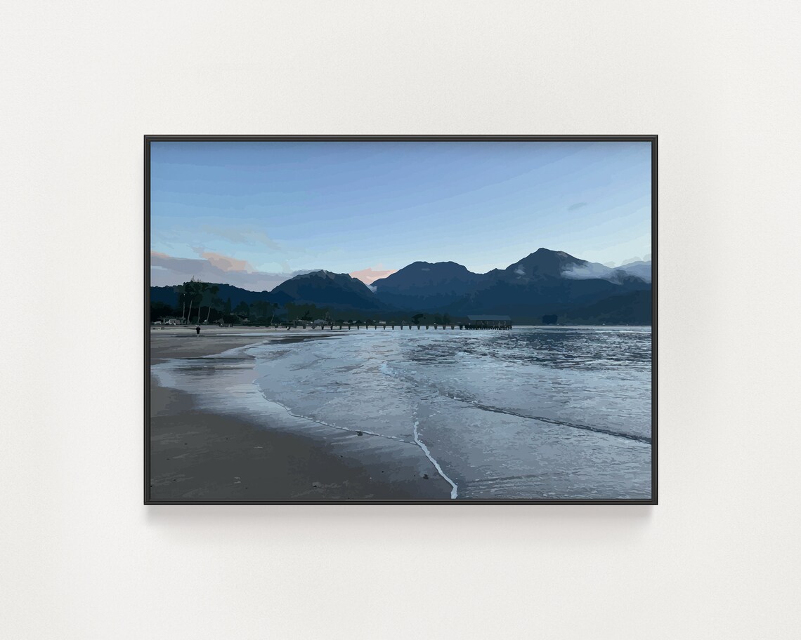 Hanalei Pier, Hanalei Bay Hawaii Landmark Poster