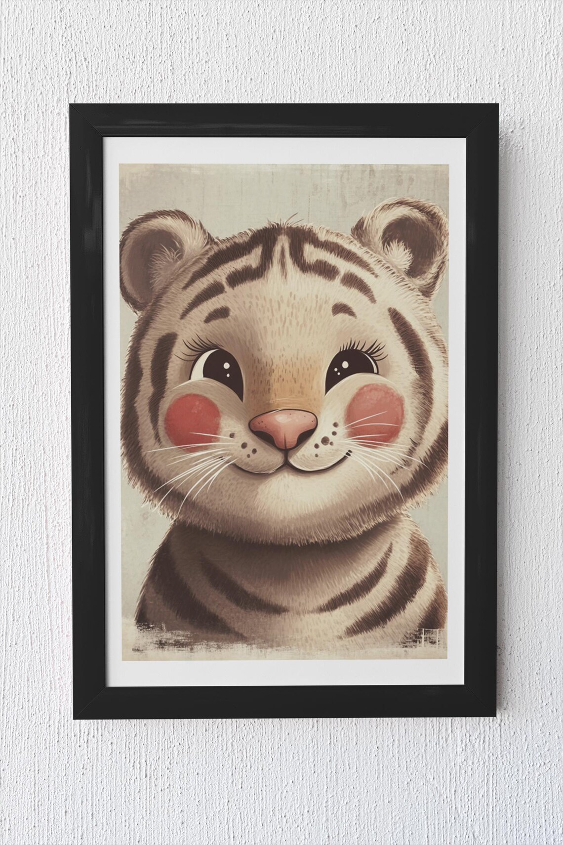 Cute Smiling Baby Tiger Portrait Nursery Safari Animal Wall Art - Image 4