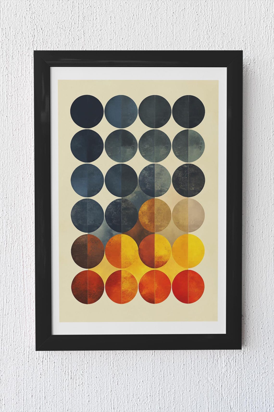 Abstract Circle Grid Navy To Amber Gradient Geometric Art Poster - Image 4