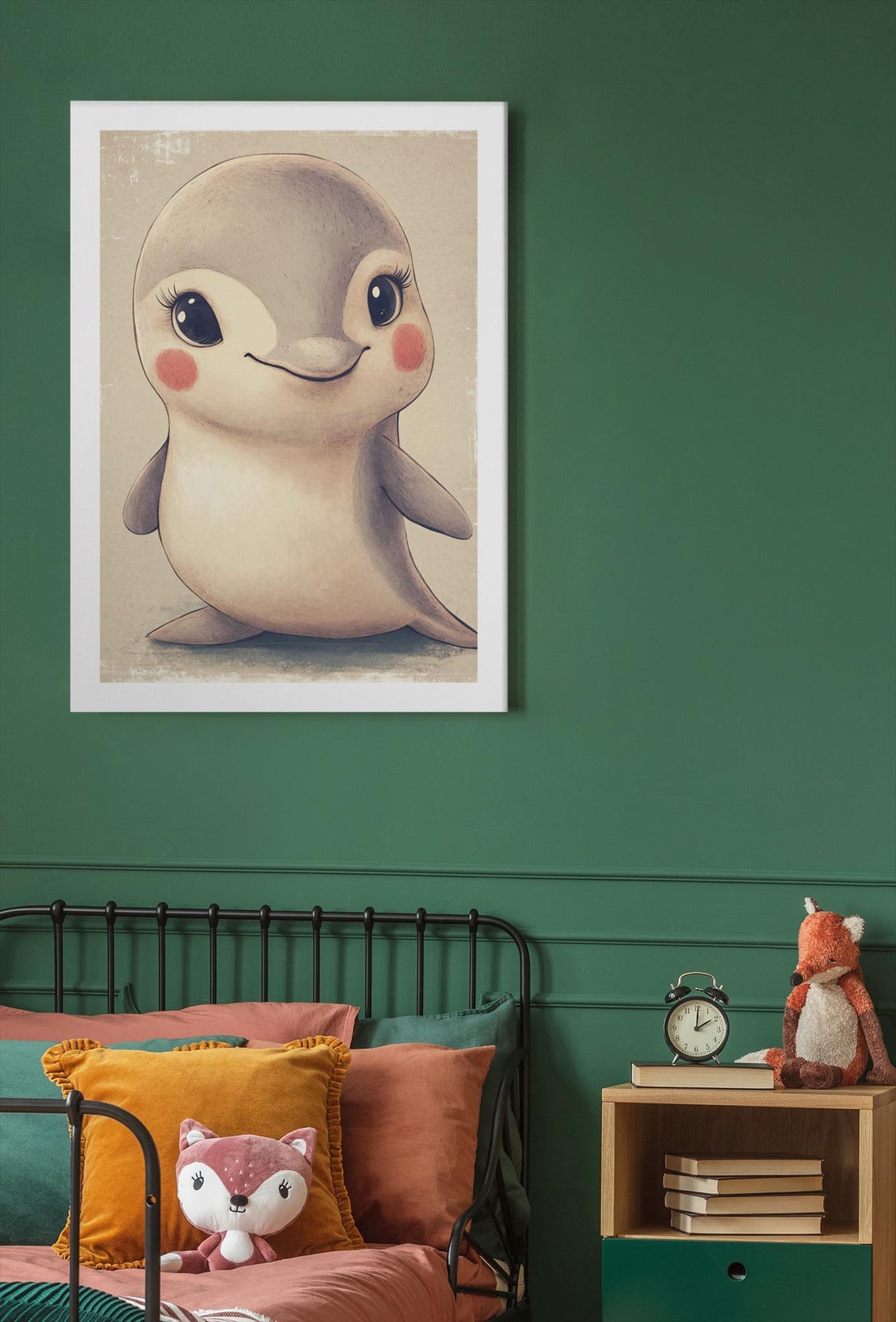Adorable Baby Dolphin Ocean Nursery Animal Illustration Poster - Image 4