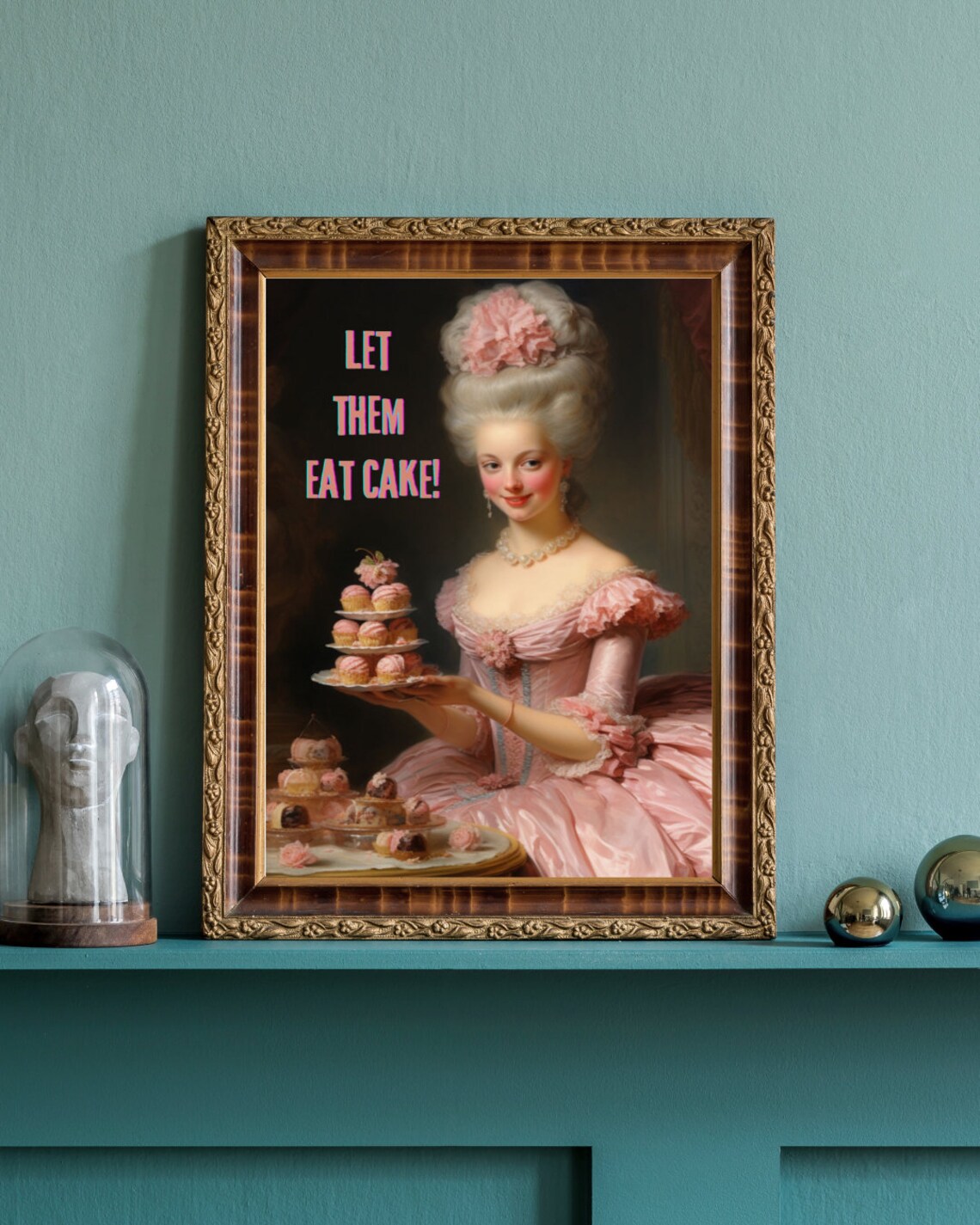 Marie Antoinette Let Them Eat Cake Pink Quote Portrait Poster - Image 3