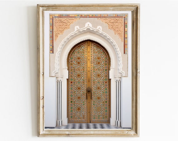 Golden Maroccan Door Wall Art Moroc Architecture Wall Decor Boho Wall Art Door Print Oriental Travel Print Vintage Photography