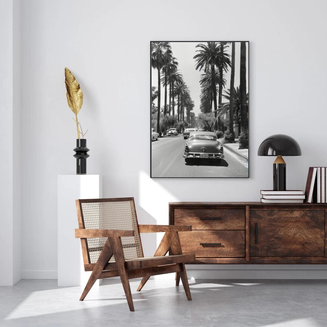 Rodeo Drive Vintage Photography Classic Cars Palm Trees Poster - Image 4