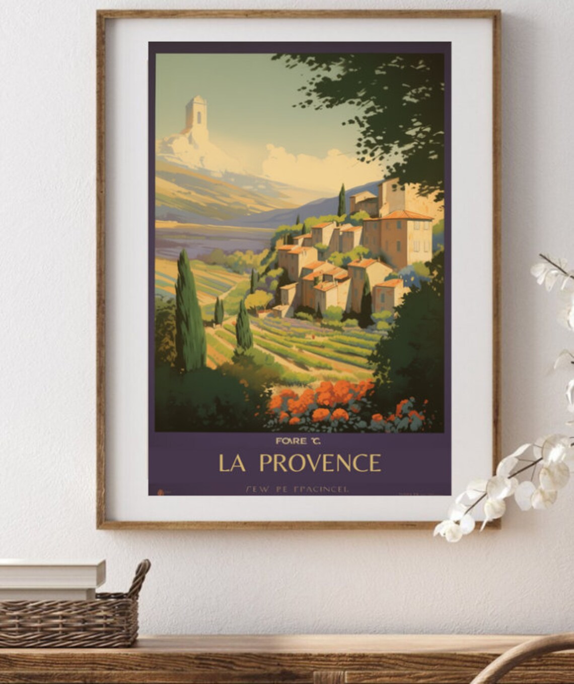 La Provence South Of France Vintage Travel Poster With Cypress Hills - Image 2