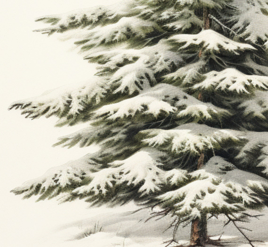 Minimalist Snowy Pine Tree Vintage Botanical Christmas Poster - Image 4