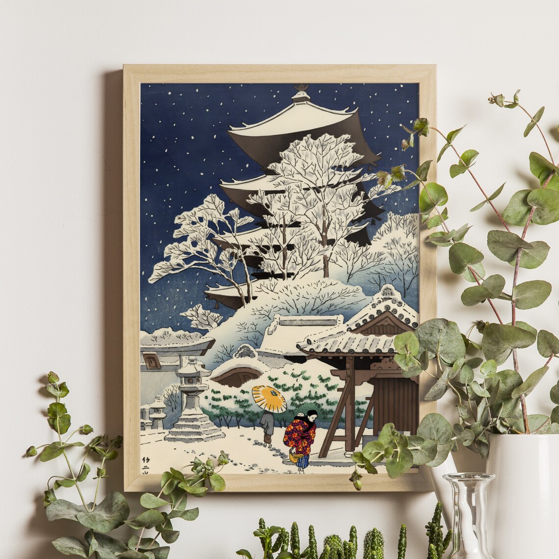 Snow In Toji Temple Ukiyo-E Winter Art Print