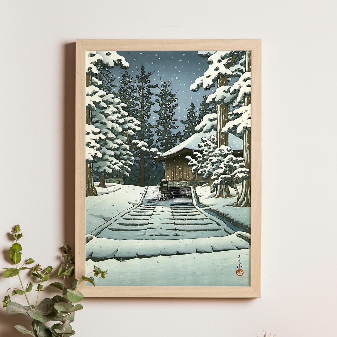 Kawase Hasui Hiraizumi Golden Hall Snow 1957 Winter Shrine Poster
