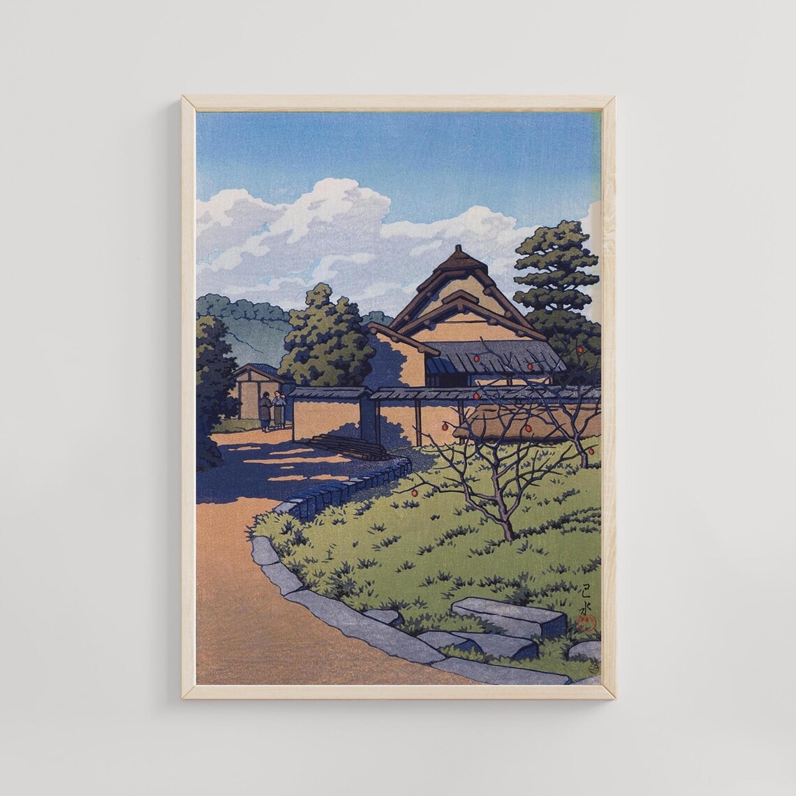 Horyuji Temple Kawase Hasui 1956 Japanese Woodblock Print Historic Wall Art Vintage Japan Travel Poster Reproduction