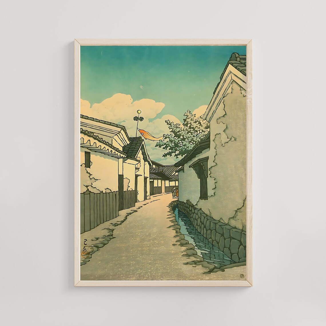 Kawase Hasui Koinobori Carp Banner Toyohama 1933 Street Art Poster