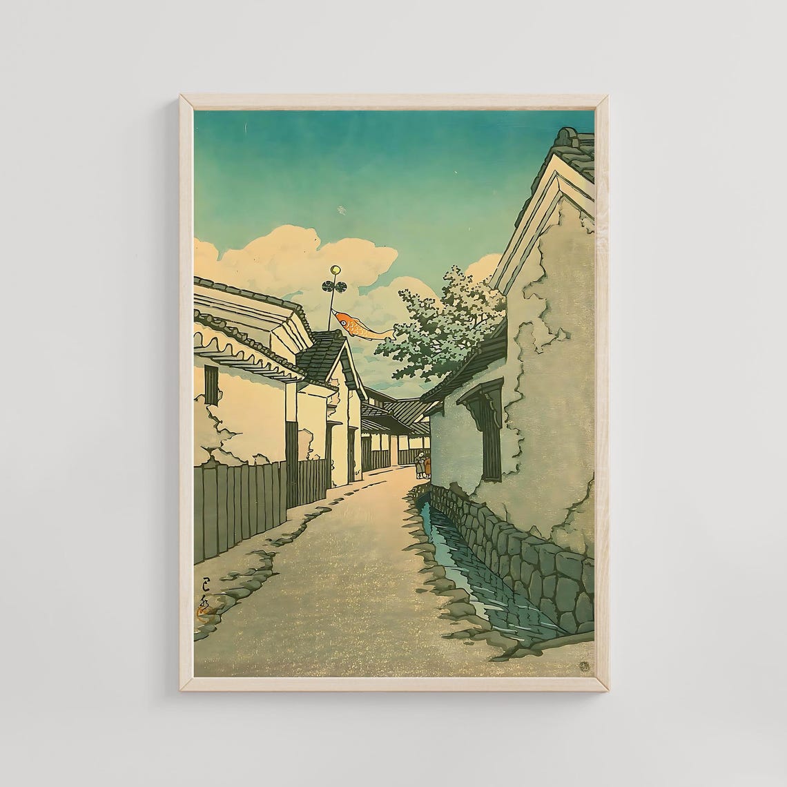 Koinobori Carp Banner In Toyohama Kagawa Kawase Hasui 1933 Japanese Festival Woodblock Print Traditional Kite Wall Art