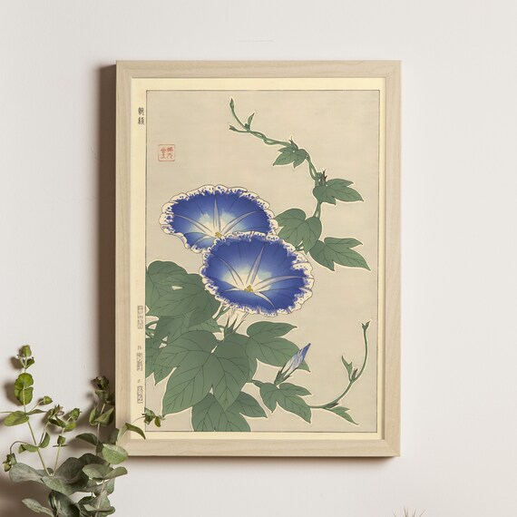 Blue Morning Glories, Ukiyo-e Japanese Art Print