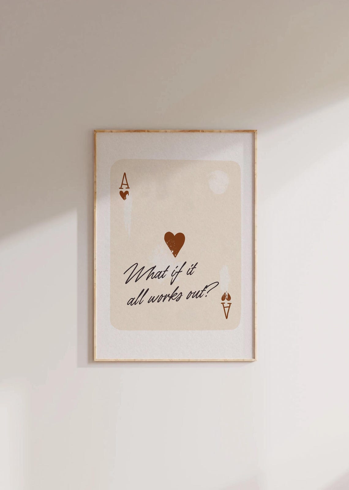 What If It All Works Out Playing Card Wall Art Motivational Quote Modern Trendy Room Decor Positive