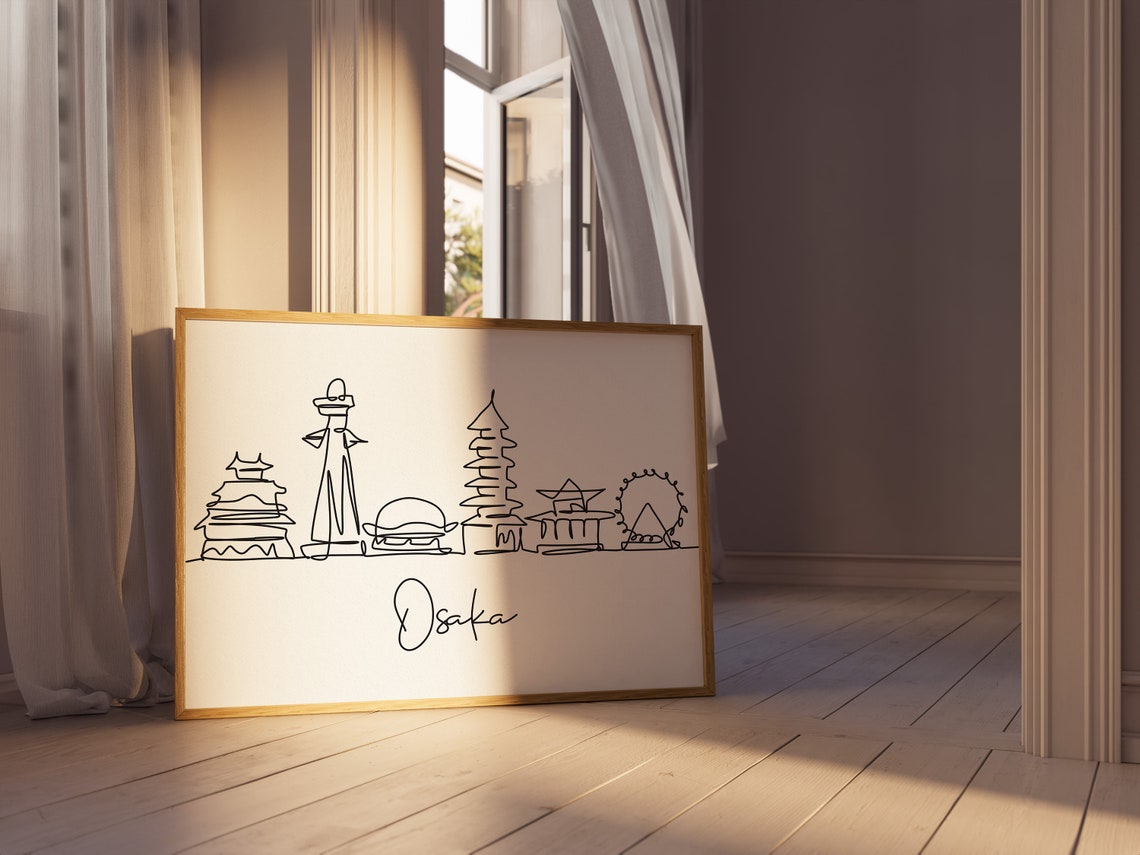 Osaka Skyline Horizontal Wall Art Skyline Decor Instant Osaka Travel Wall Art Wall Art - Image 2
