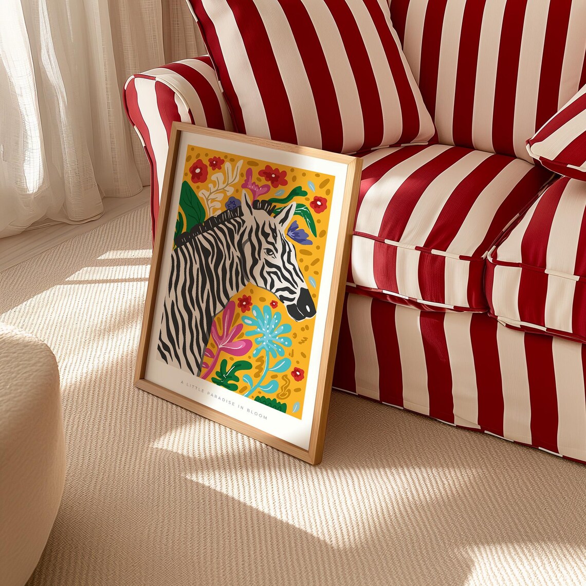 Zebra Tropical Paradise Jungle Flower Colorful Safari Animal Poster - Image 3