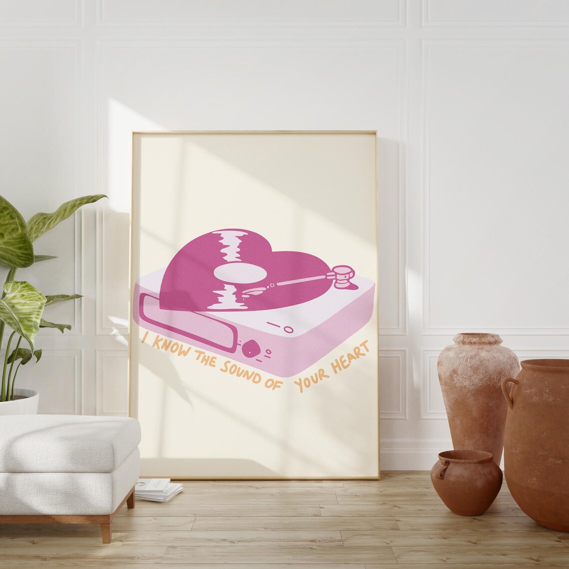 I Know The Sound Of Your Heart Pink Vinyl Turntable Music Poster