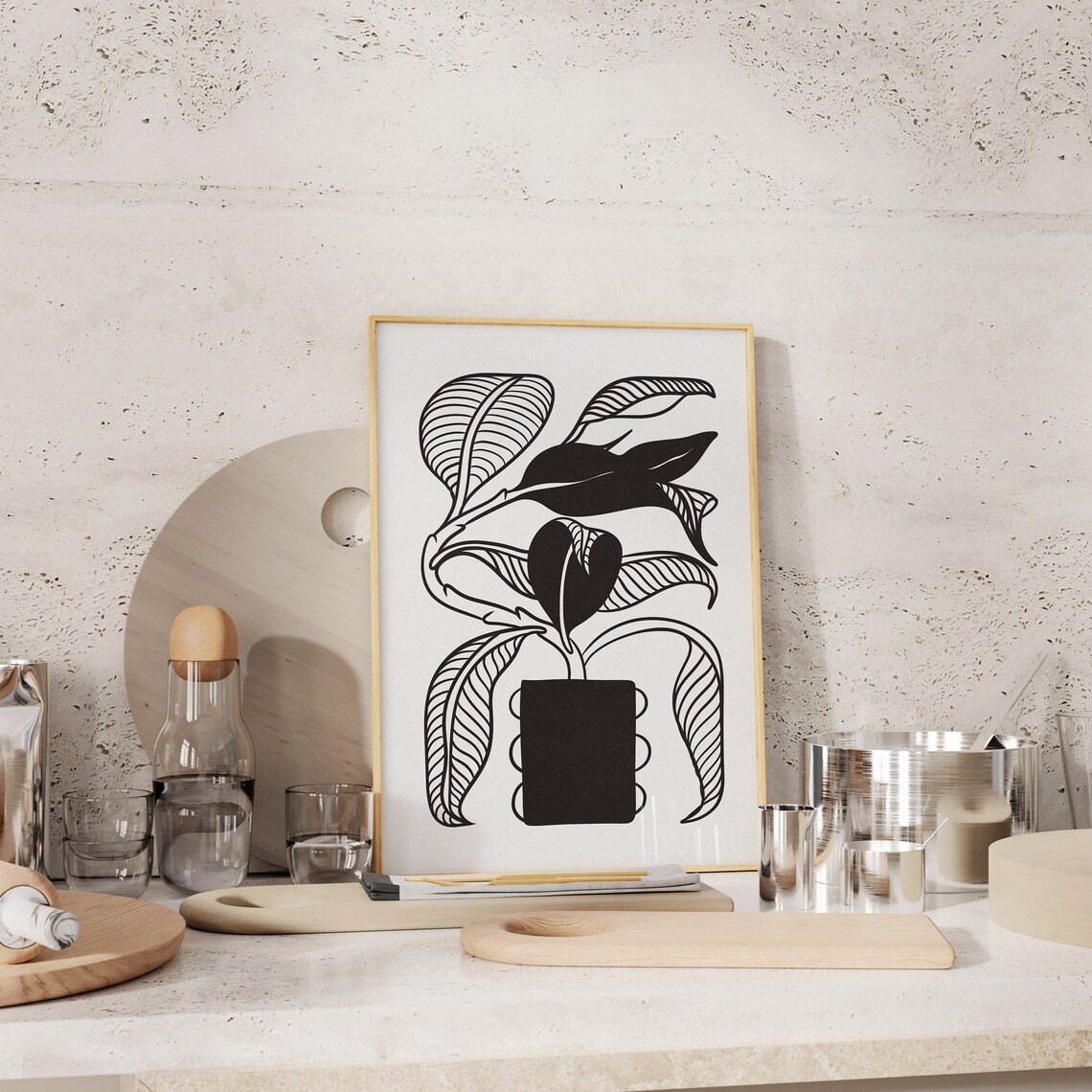 Abstract Floral Wall Art Black And White Floral Print Dark Boho Wall Decor Moody Bedroom Wall Decor Abstract - Image 4
