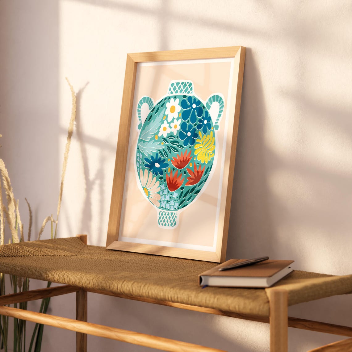 Floral Vase Wall Art Mothers Day Gift Botanical Boho Art Modern For Home Decor - Image 2