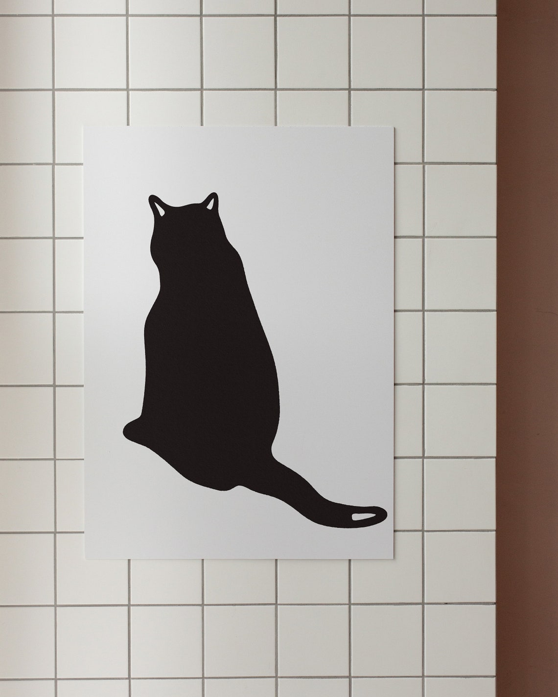 Minimalist Black Cat Sitting Silhouette Modern Animal Lover Wall Art - Image 3