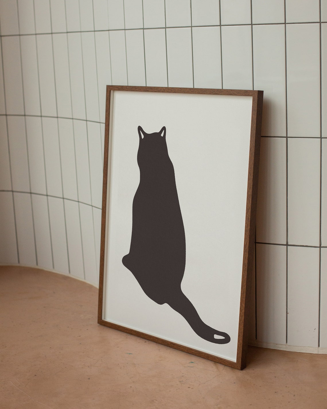 Minimalist Black Cat Sitting Silhouette Modern Animal Lover Wall Art - Image 4