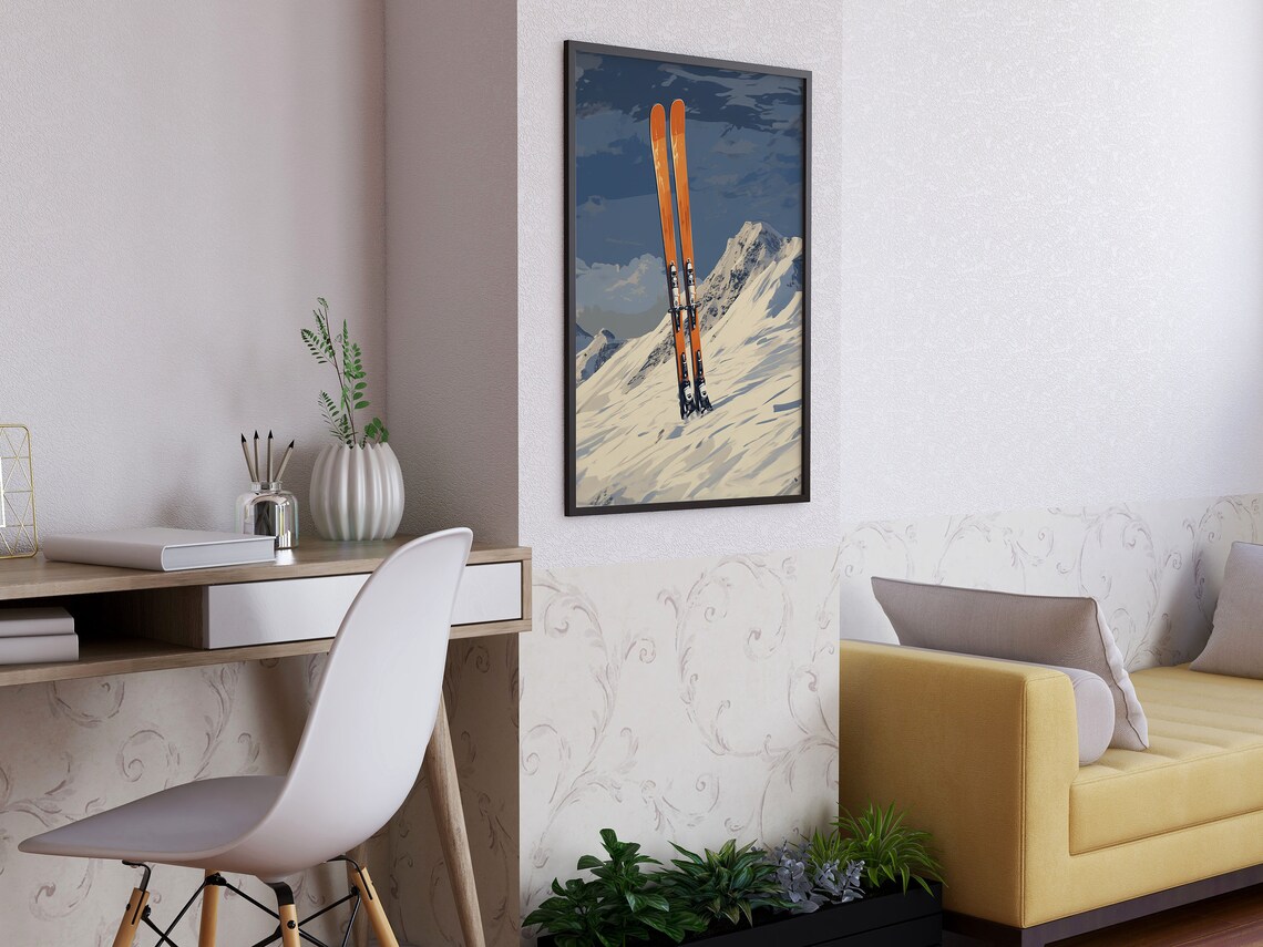 Vintage Ski Retro Travel Poster, Winter Sport Art - Image 3