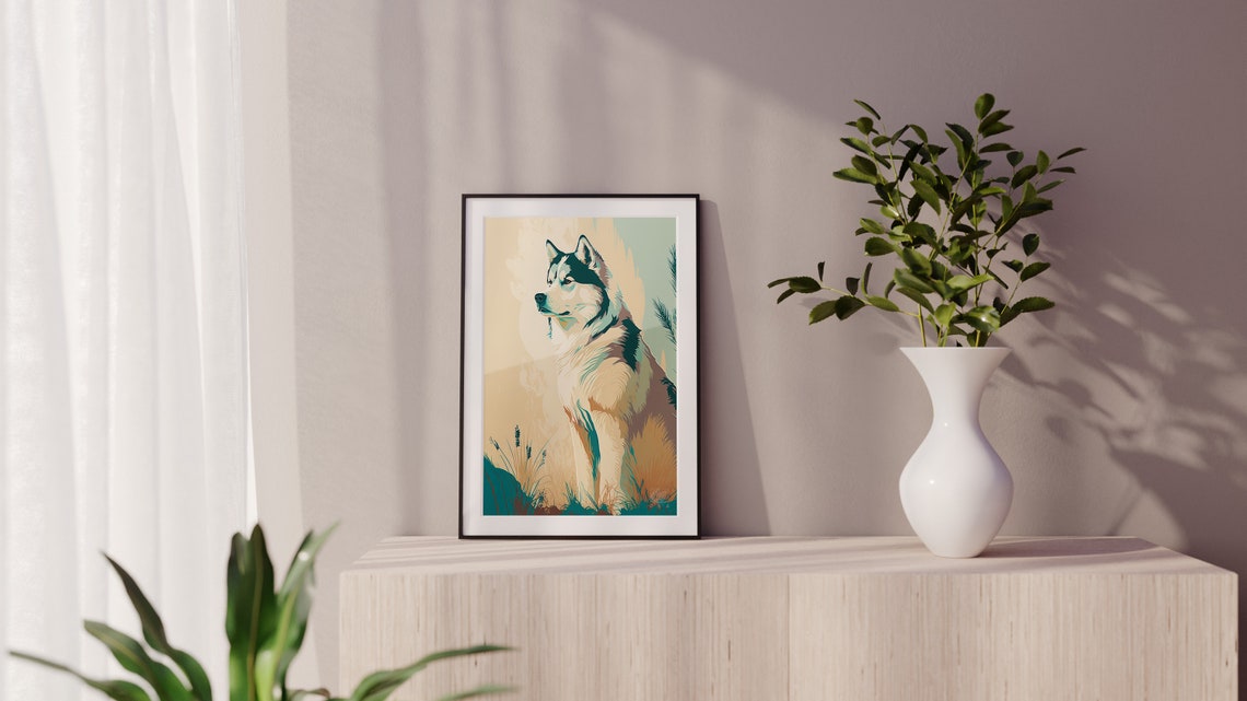 Husky Fine Art Print Husky Painting Dog Poster Wall Decor Gifts For Dog Lovers Dog Pet Poster Malamute Print Painting - Image 2