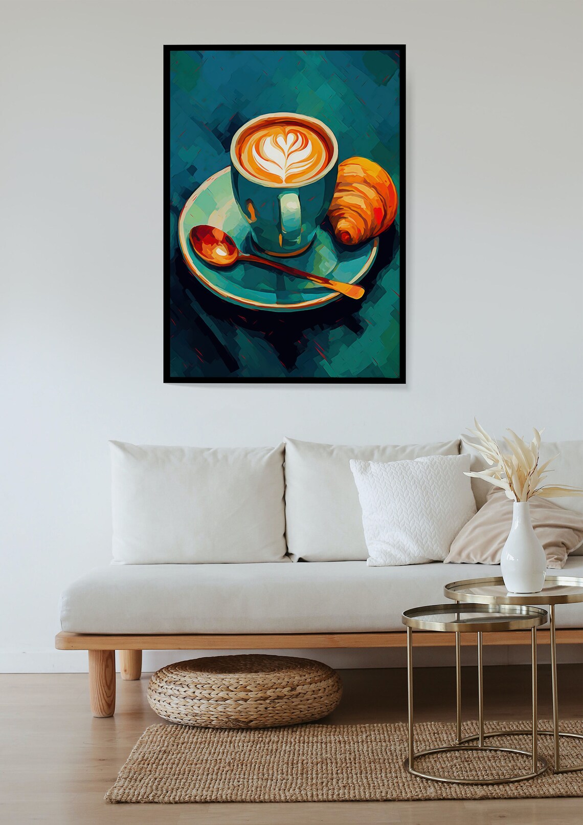 French Coffee Breakfast Espresso Croissant Poster - Image 3