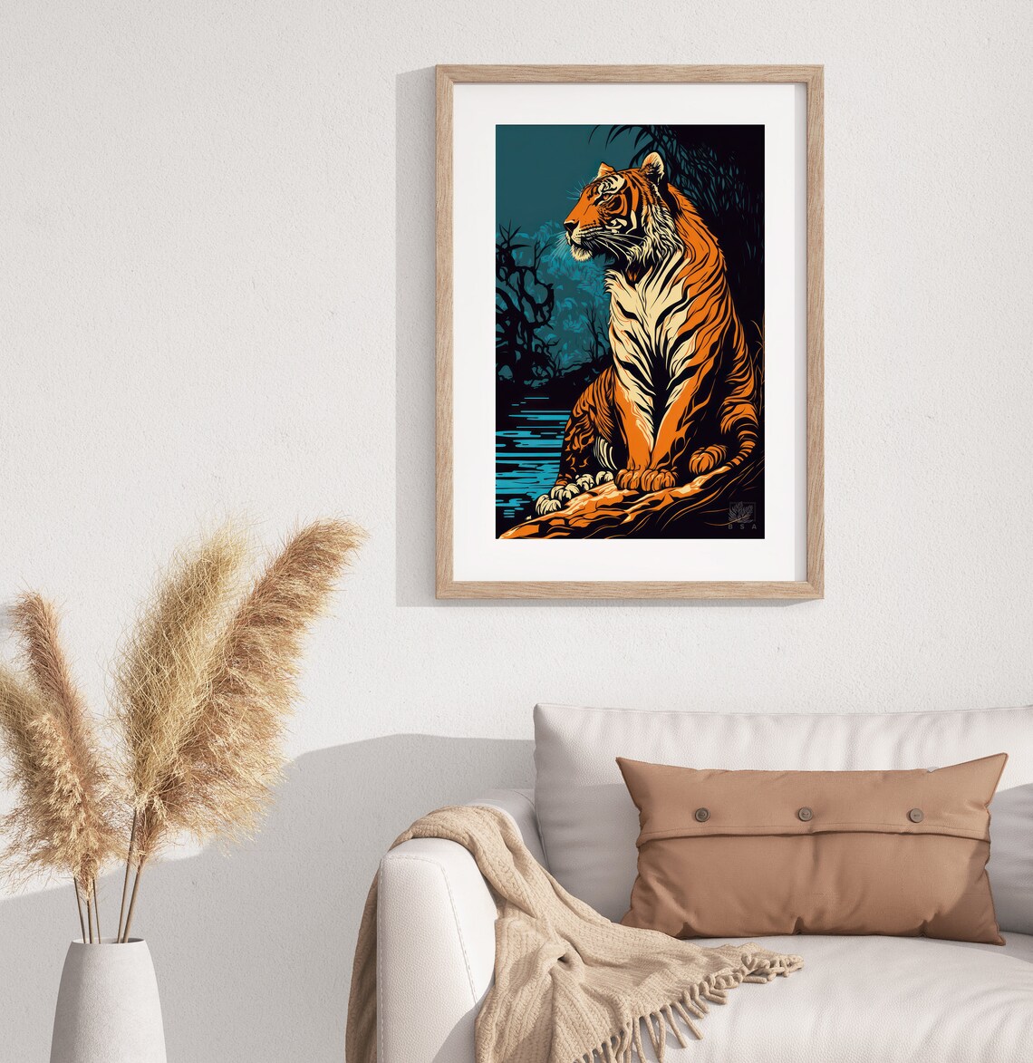 Bengal Tiger Floral Jungle Art Print - Image 3