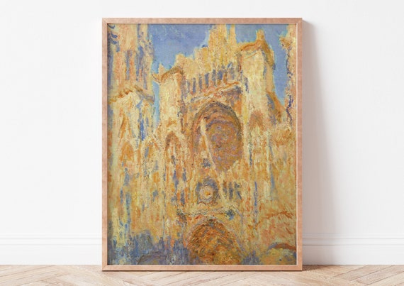 Art Print Minimalist Wall Vintage Home Decor Poster Rouen Cathedral Facade At Sunset Claude Monet