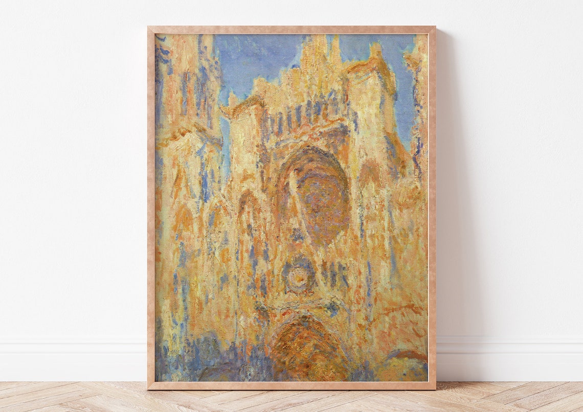 Claude Monet Rouen Cathedral Golden Morning Light Impressionist Poster